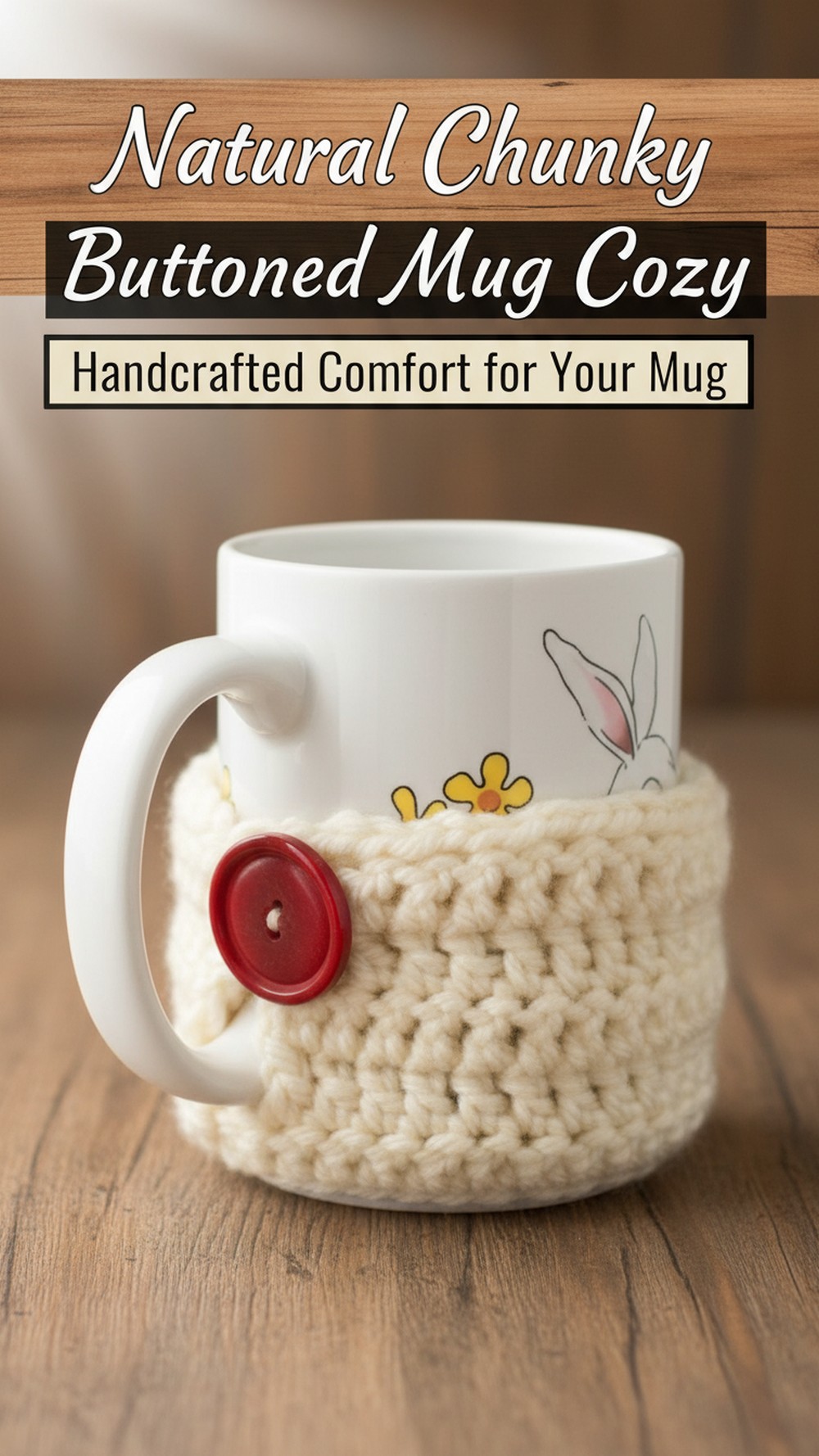 Natural Chunky Buttoned Mug Cozy