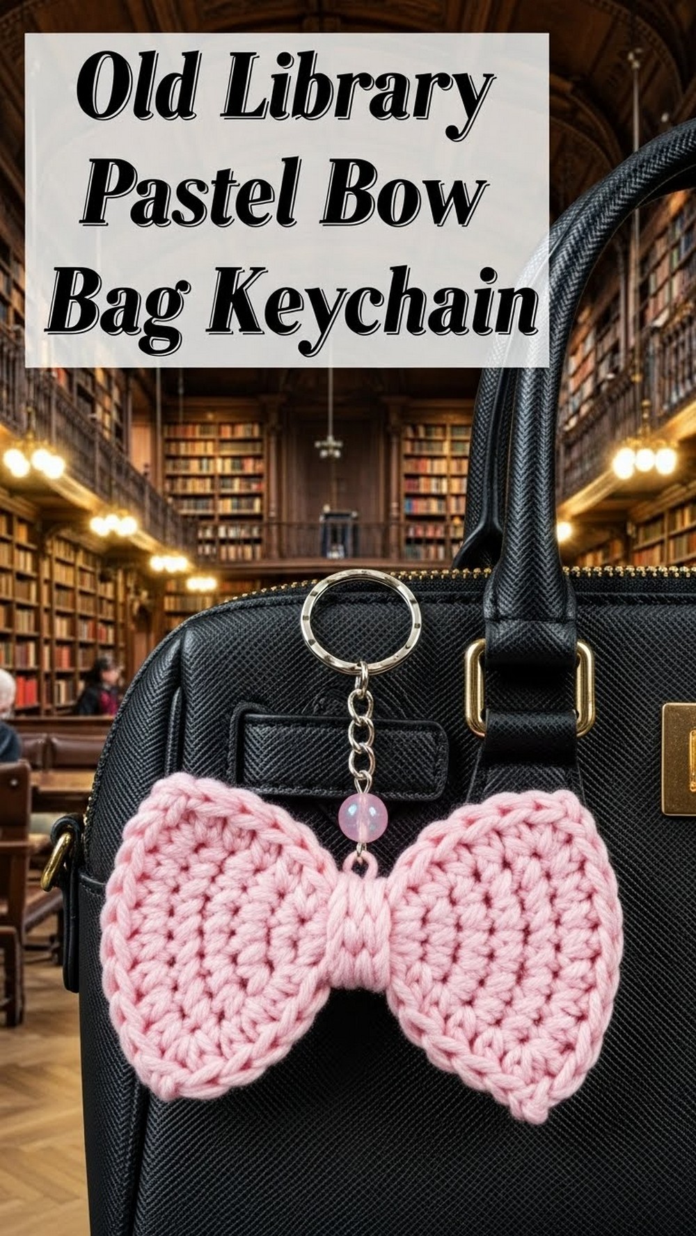 Old Library Pastel Bow Bag Keychain