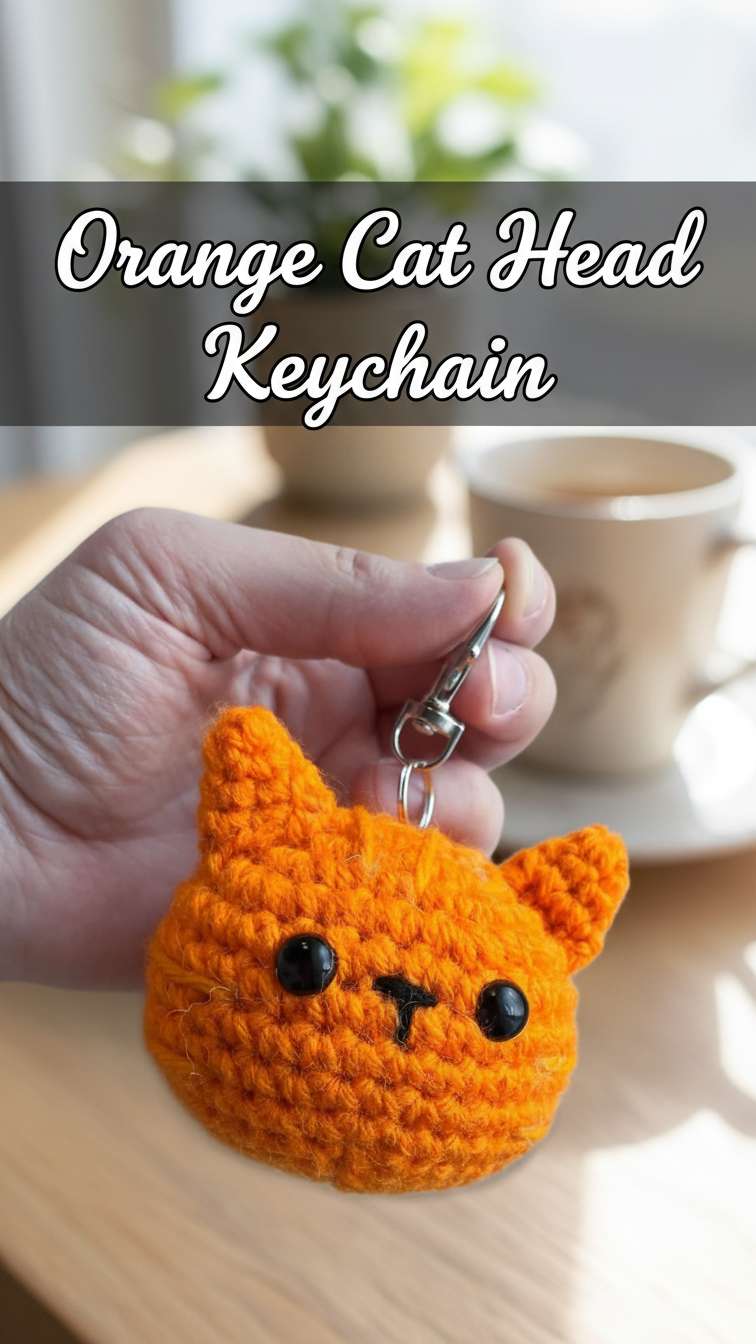 Orange Cat Head Keychain