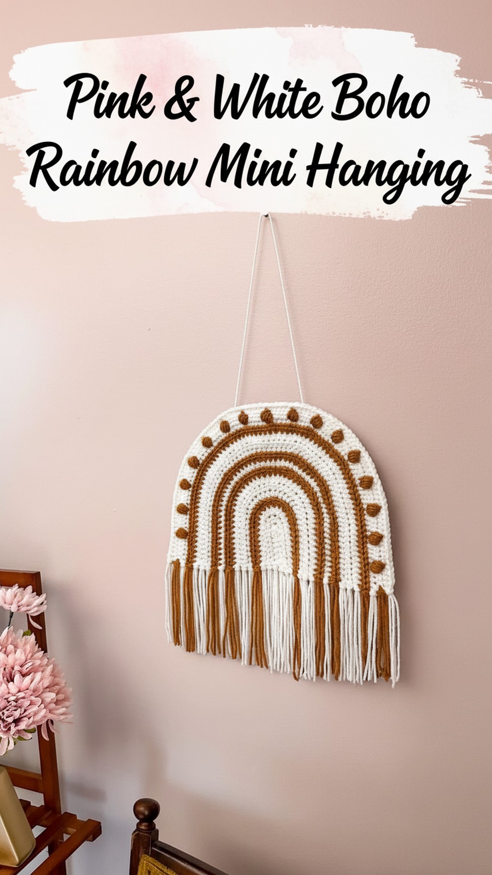 Pink & White Boho Rainbow Mini Hanging