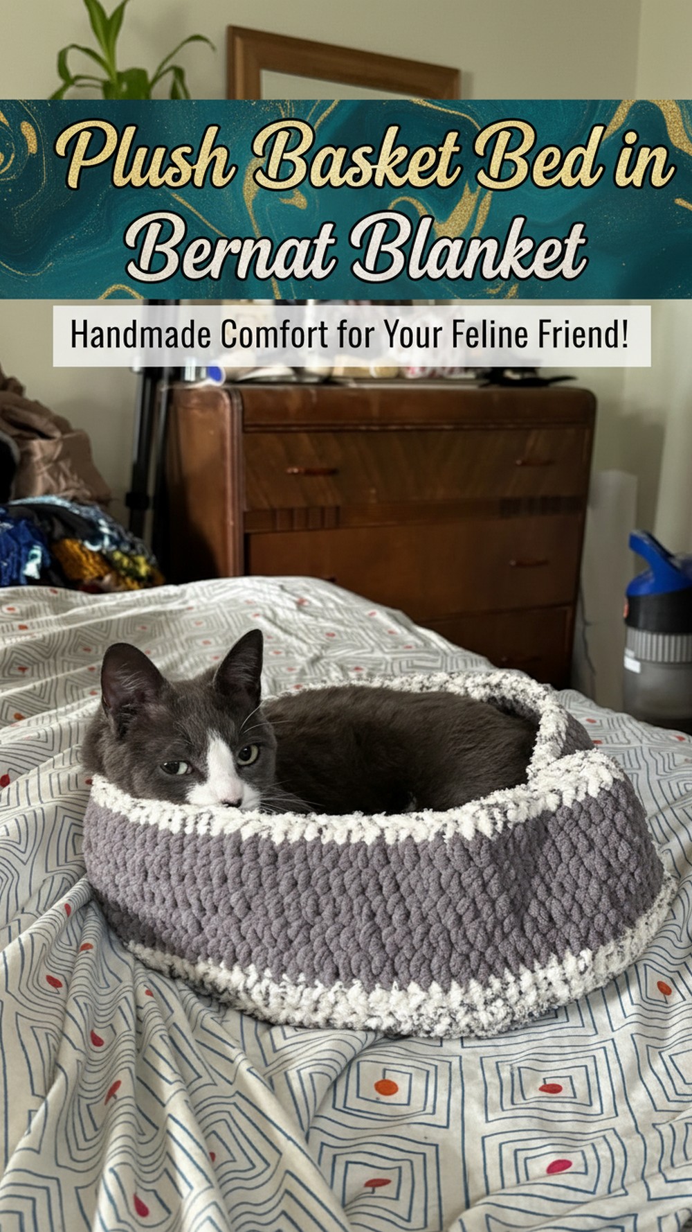 Plush Basket Bed in Bernat Blanket