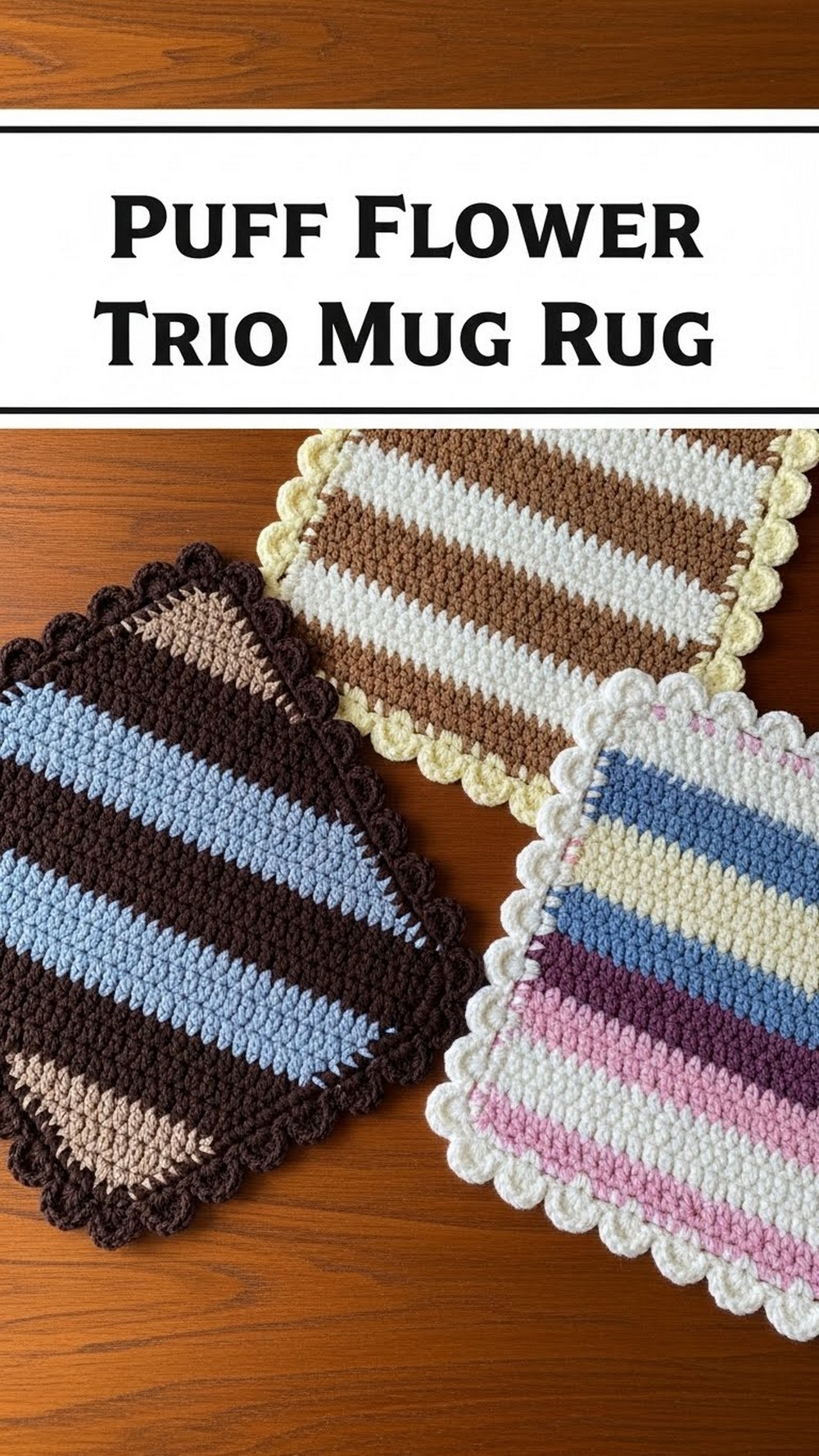 Puff Flower Trio Mug Rug