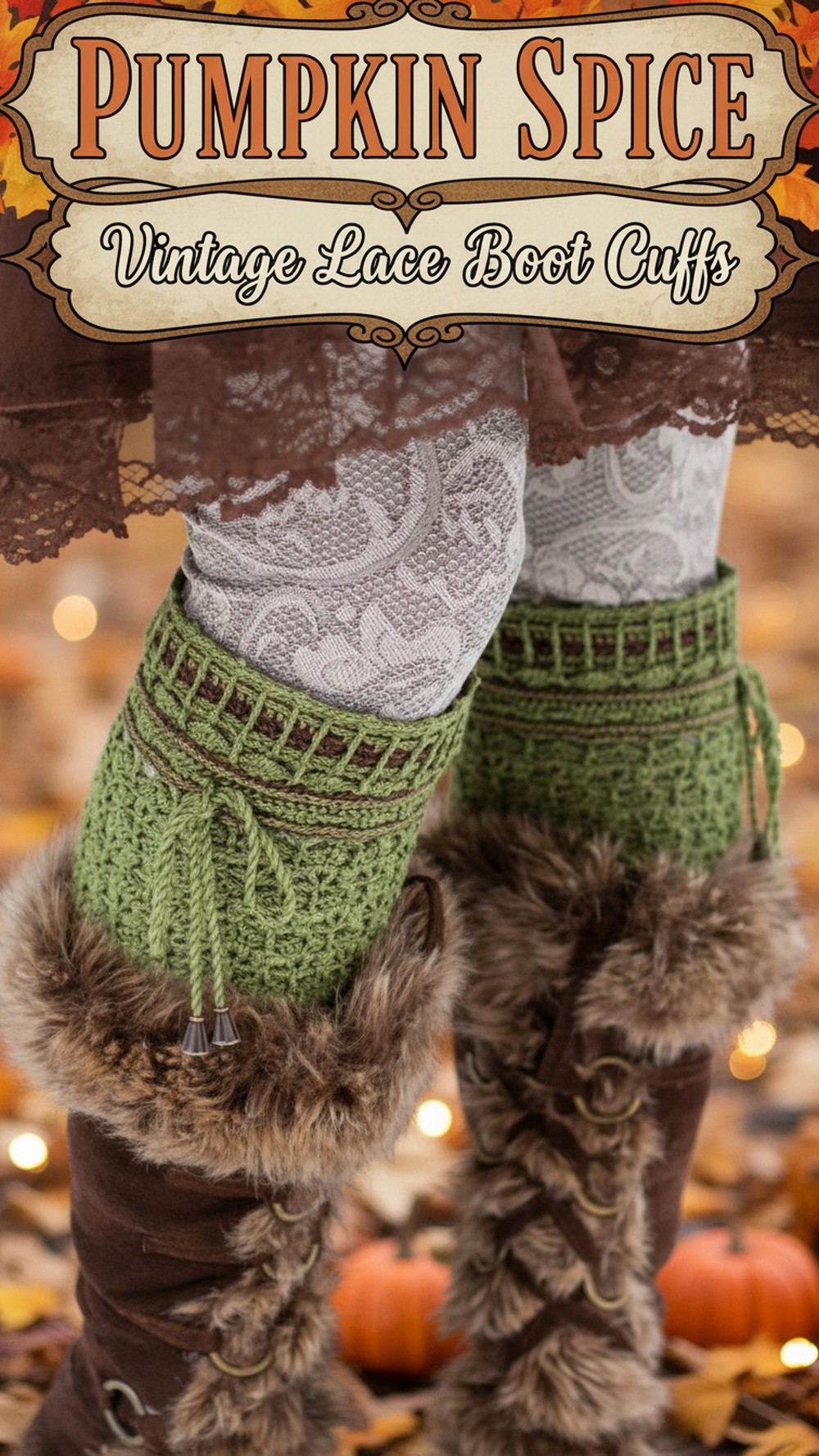 Pumpkin Spice Vintage Lace Boot Cuffs