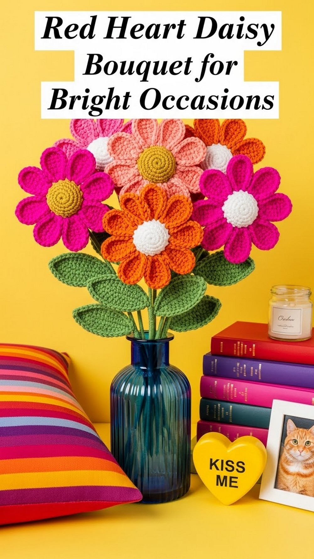 Red Heart Daisy Bouquet for Bright Occasions