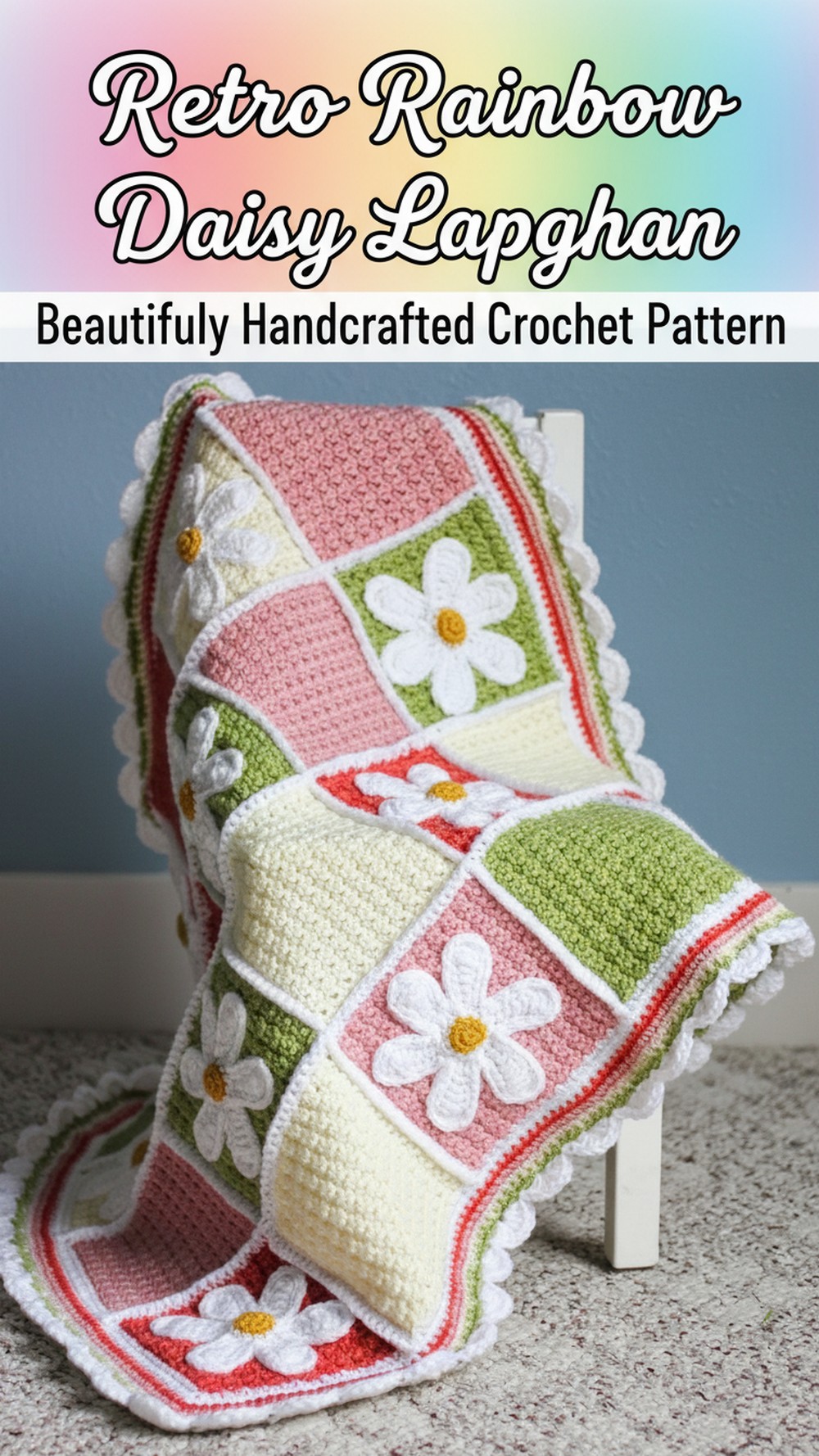 Retro Rainbow Daisy Lapghan