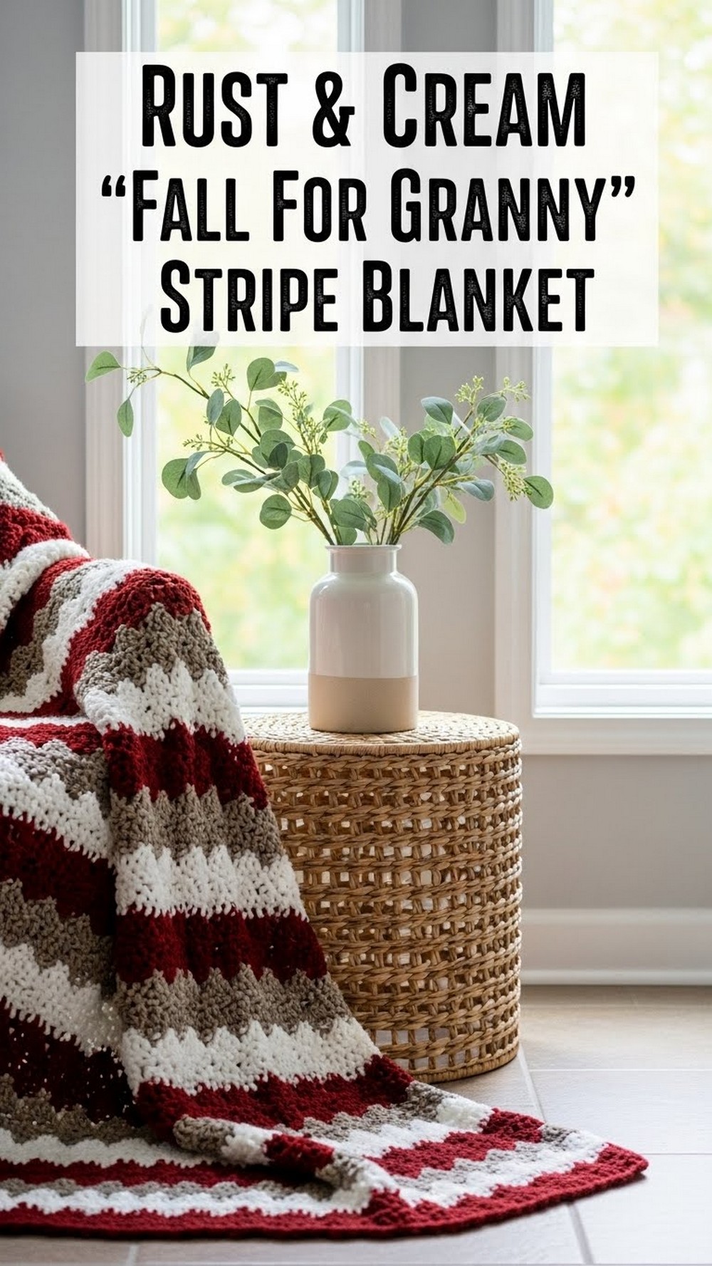 Rust & Cream “Fall For Granny” Stripe Blanket