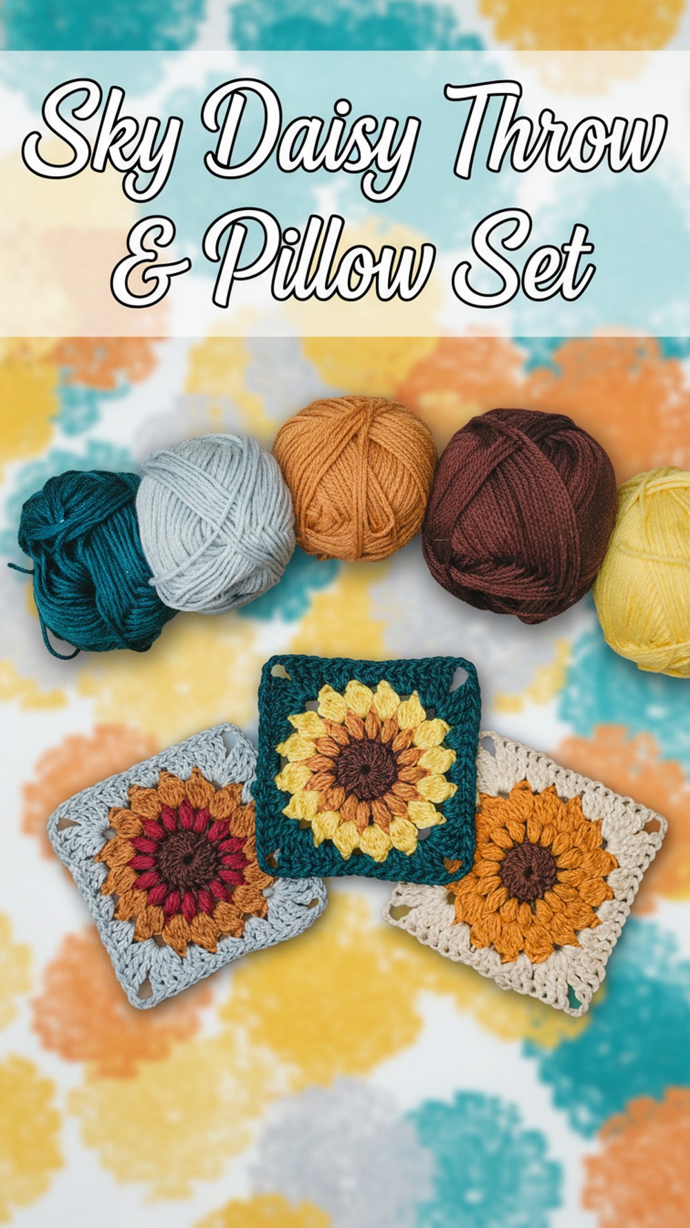 Sky Daisy Throw & Pillow Set