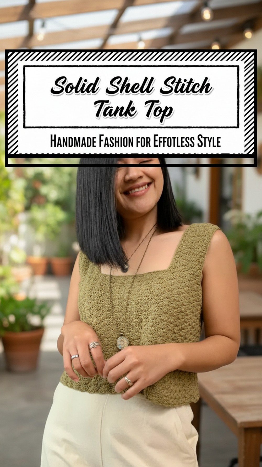 Solid Shell Stitch Tank Top