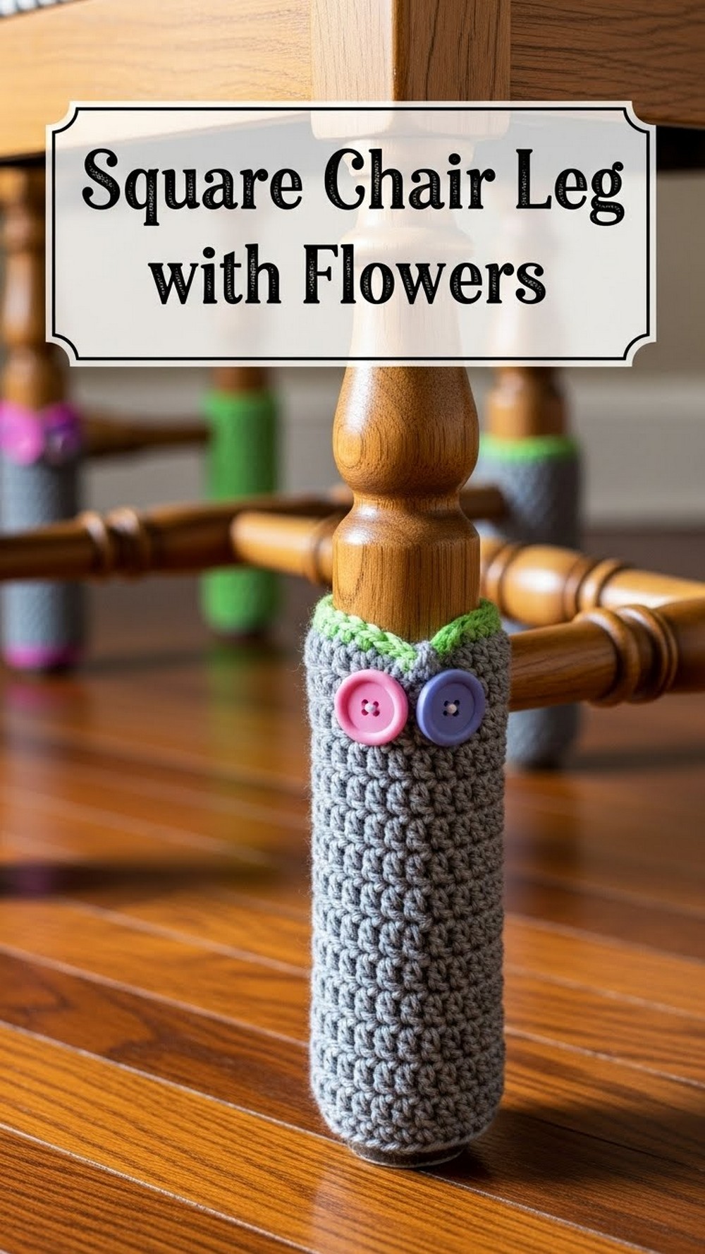 Square Chair Leg Covers with Flowers