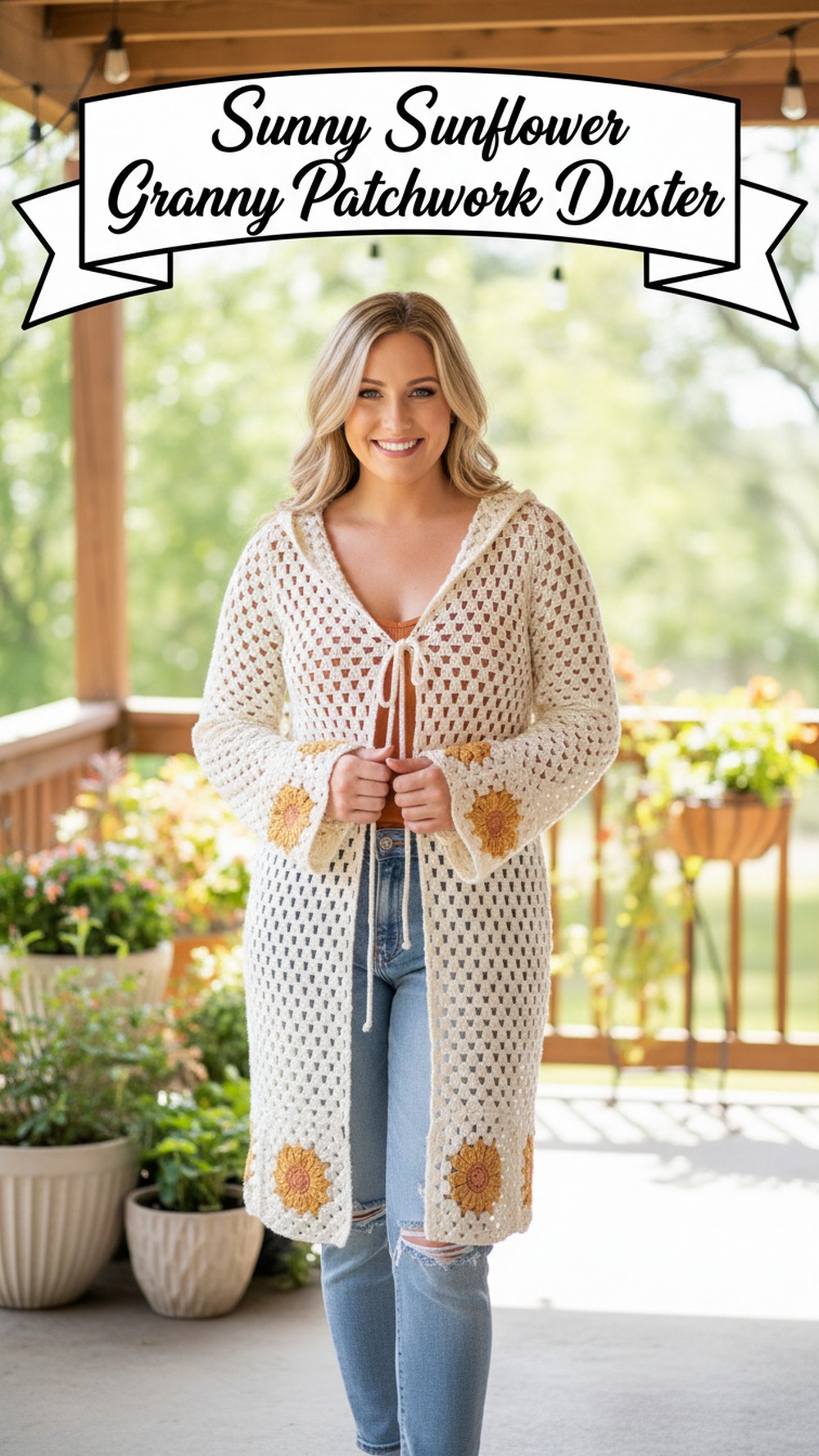 Sunny Sunflower Granny Patchwork Duster