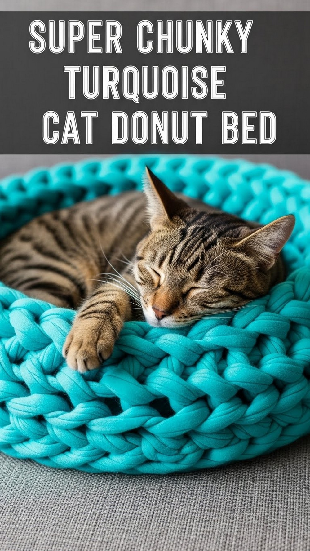 Super Chunky Turquoise Cat Donut Bed