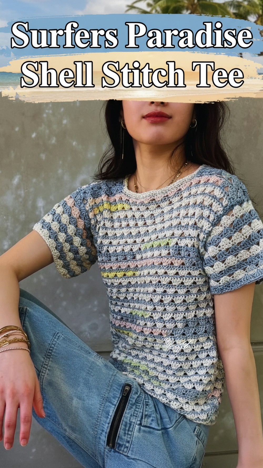 Surfers Paradise Shell Stitch Tee