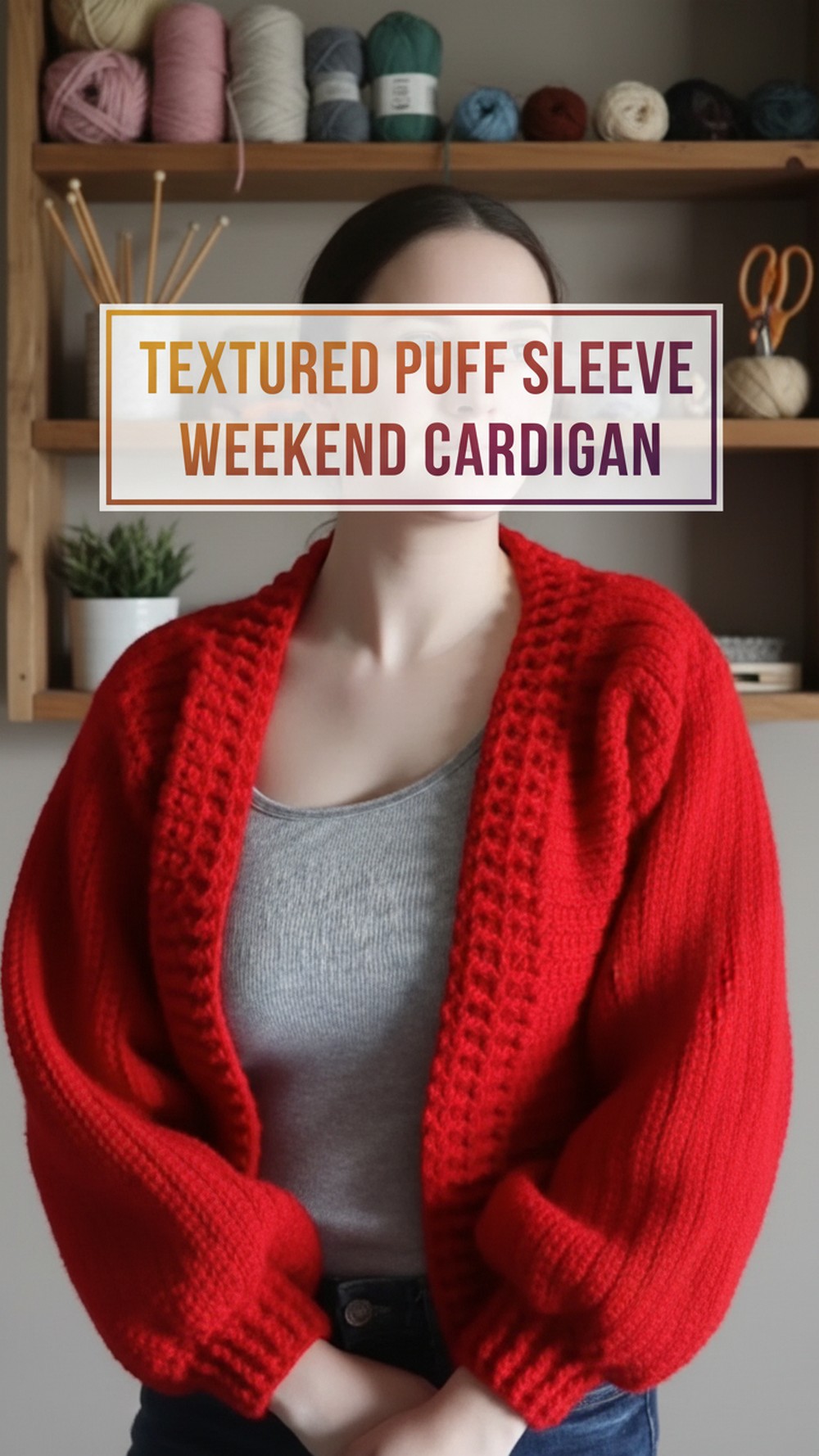 Textured Puff Sleeve Weekend Cardigan