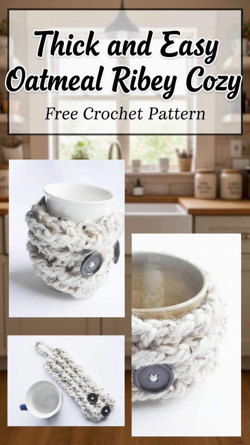 Thick and Easy Oatmeal Ribbed Mug Cozy