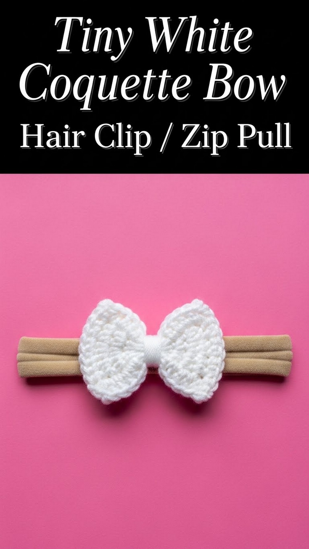 Tiny White Coquette Bow Hair Clip Zip Pull