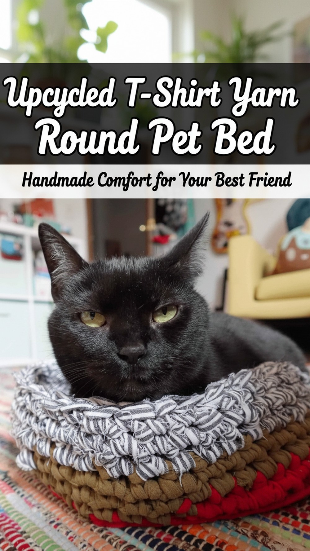 Upcycled T-Shirt Yarn Round Pet Bed