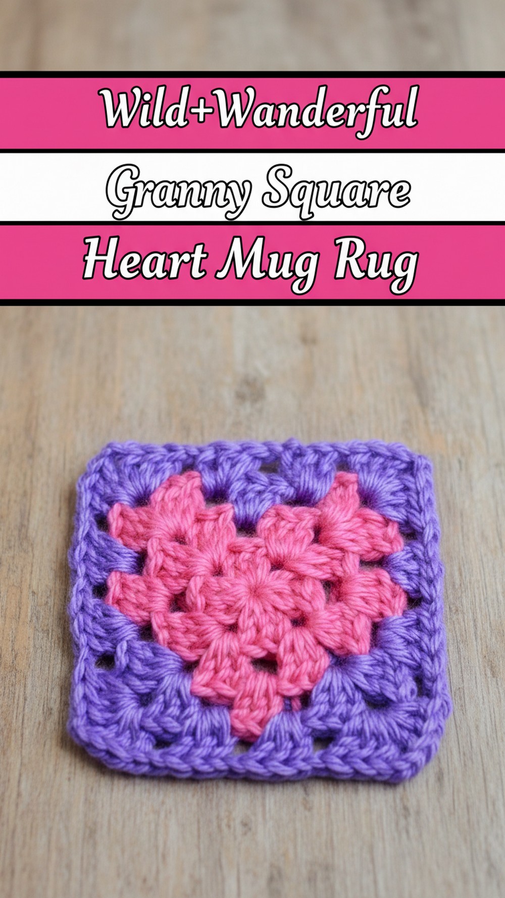 Wild+Wanderful Granny Square Heart Mug Rug