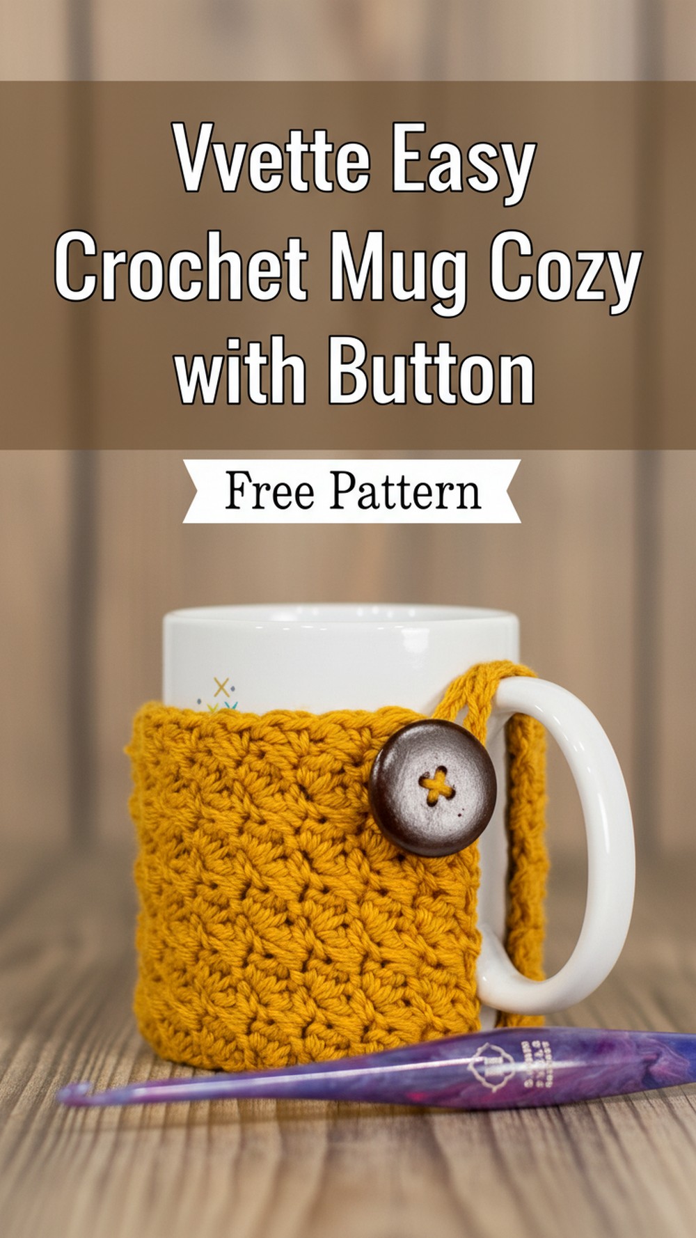 Yvette Easy Crochet Mug Cozy with Button