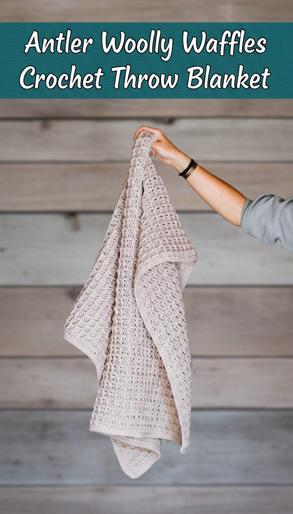 Antler Woolly Waffles Crochet Throw Blanket