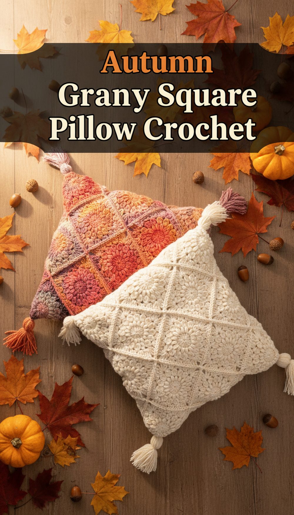 Autumn Granny Square Pillow Crochet