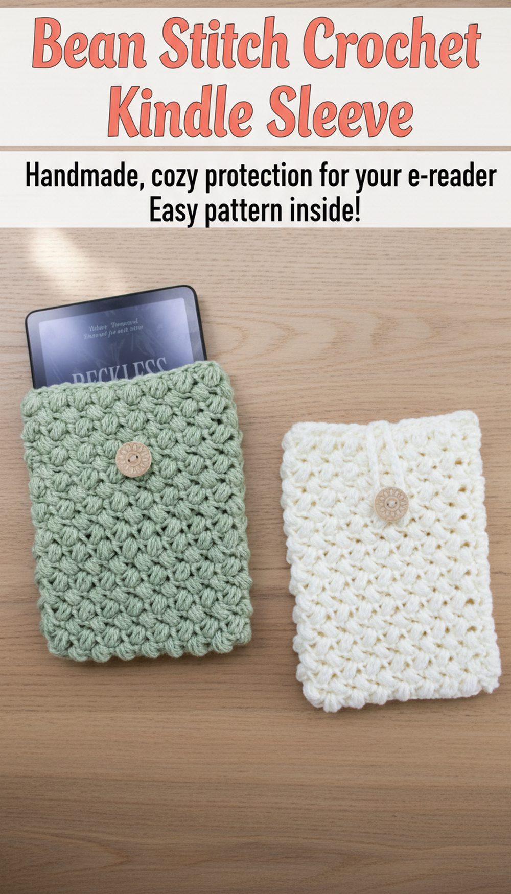 Bean Stitch Crochet Kindle Sleeve