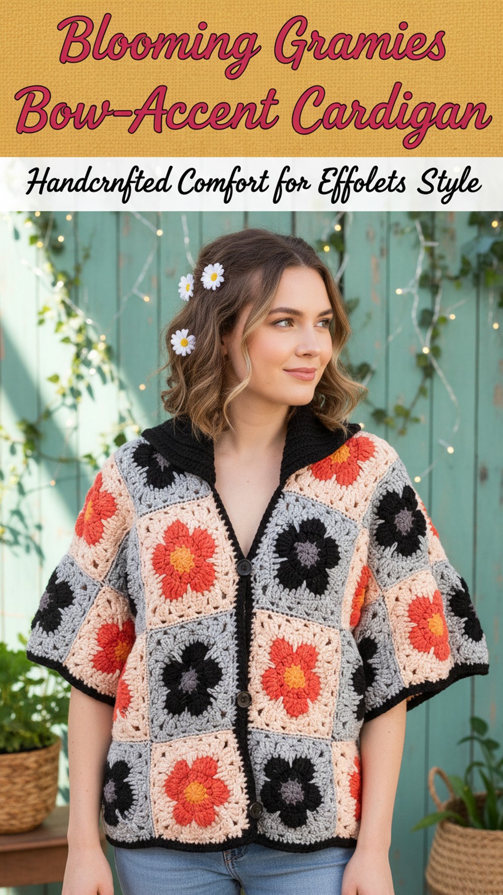 Blooming Grannies Bow-Accent Cardigan