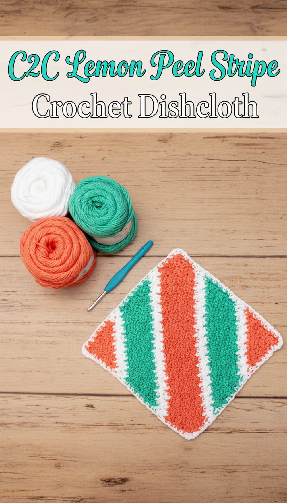 CC Lemon Peel Stripe Crochet Dishcloth