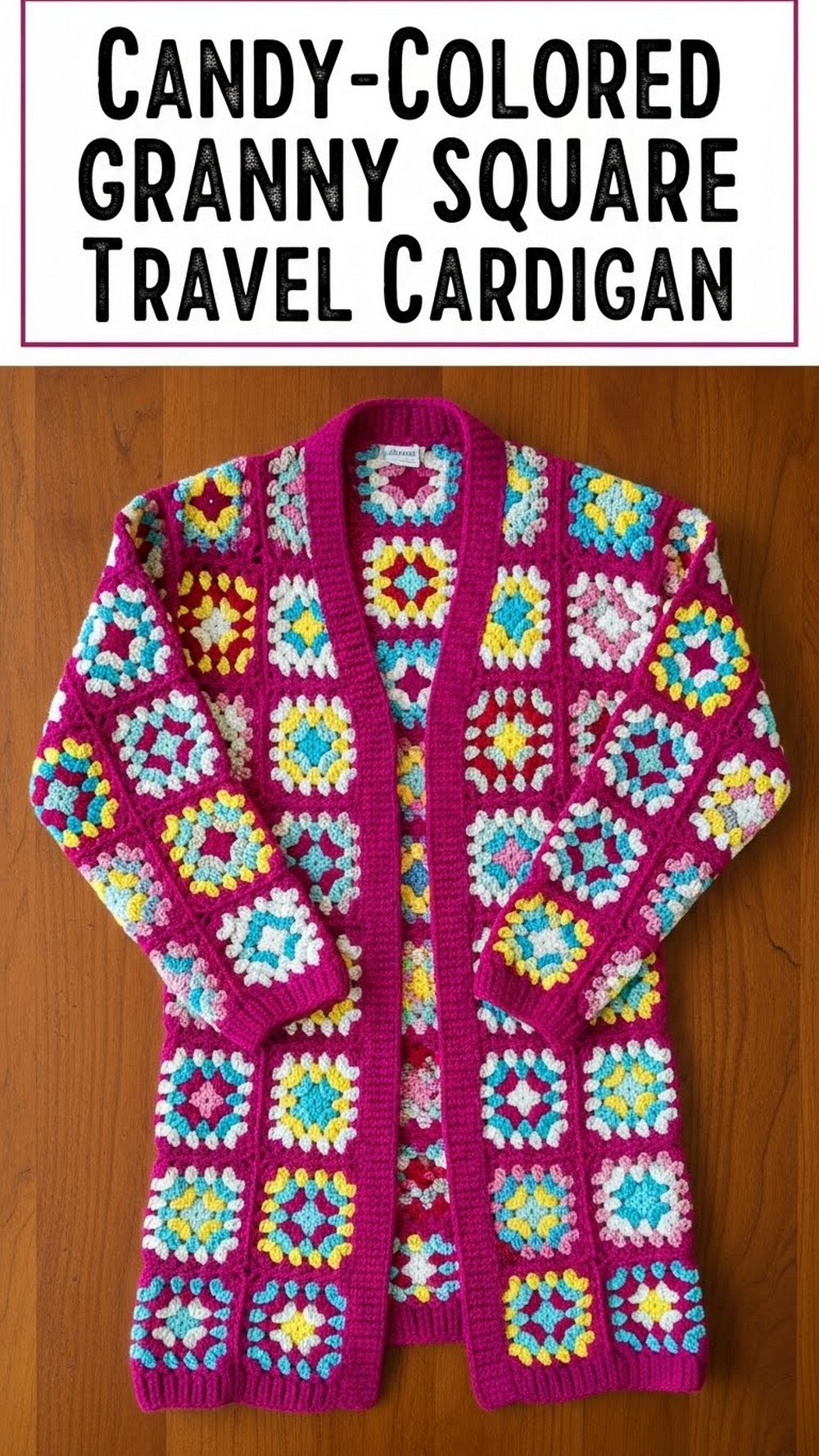 Candy-Colored Granny Square Travel Cardigan