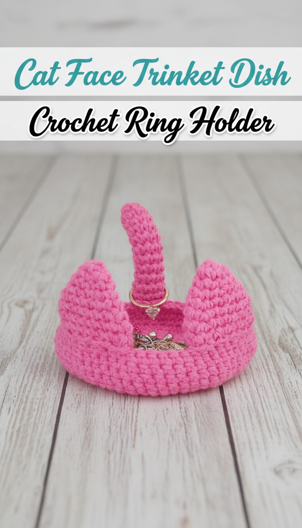 Cat Face Trinket Dish Crochet Ring Holder