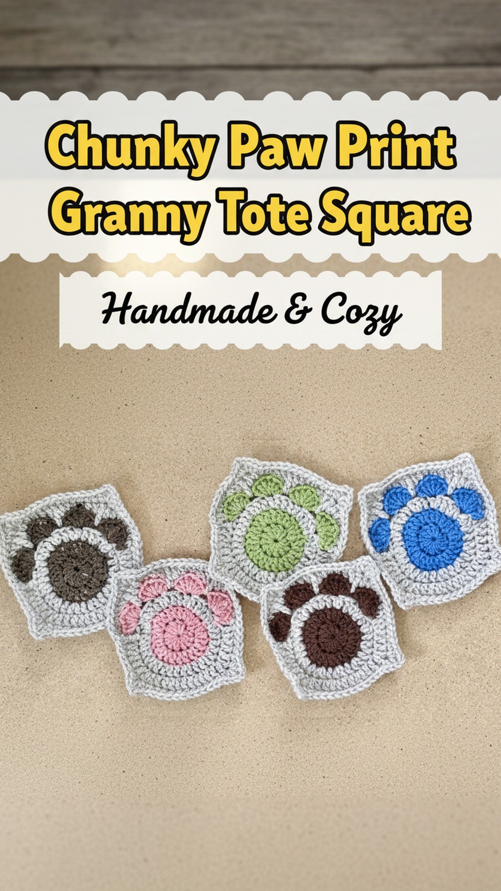 Chunky Paw Print Granny Tote Square