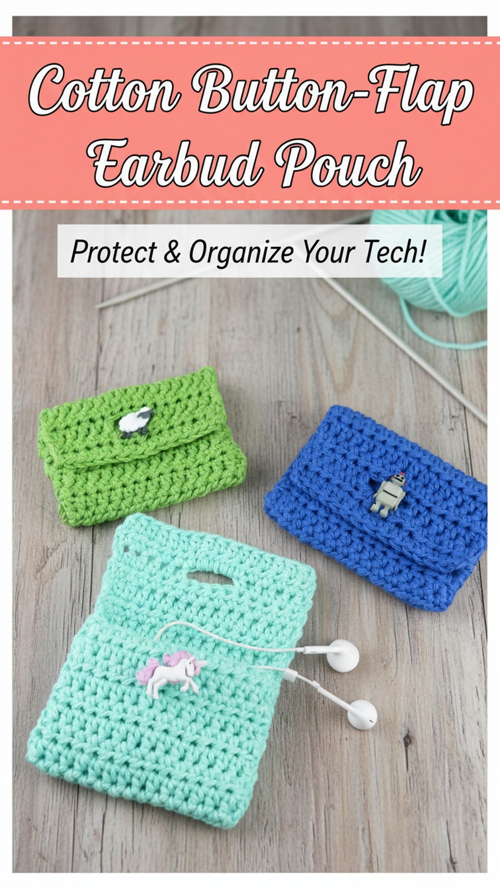 Cotton Button-Flap Earbud Pouch
