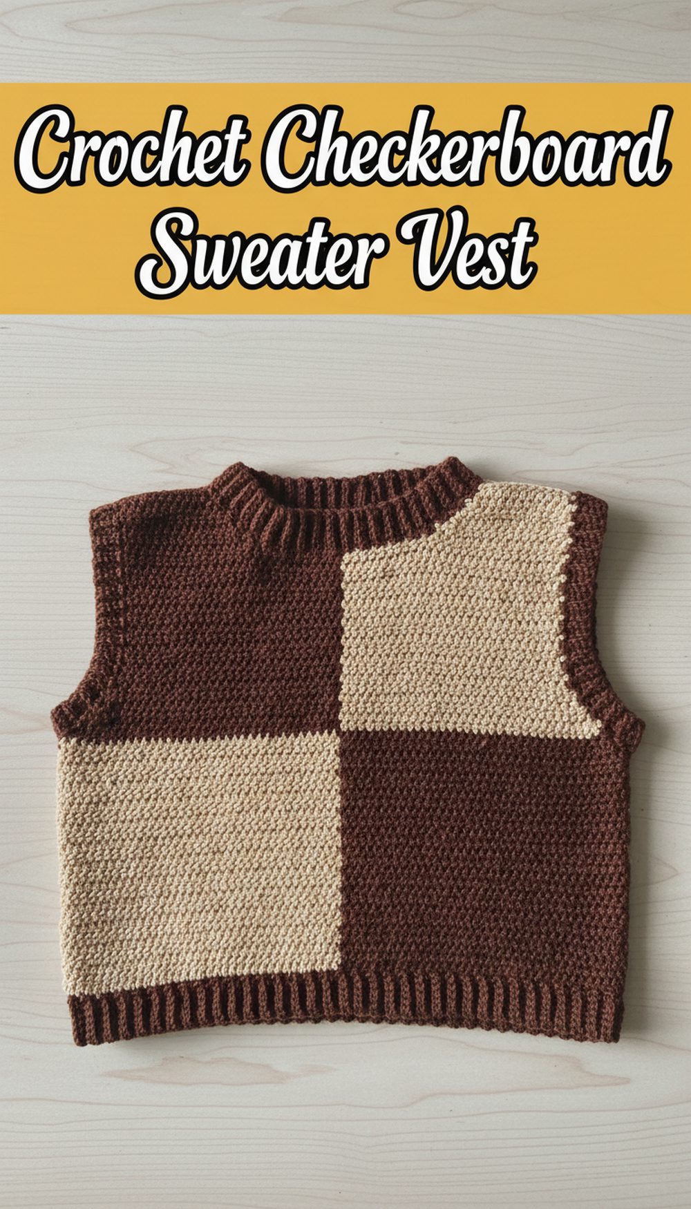 Crochet Checkerboard Sweater Vest