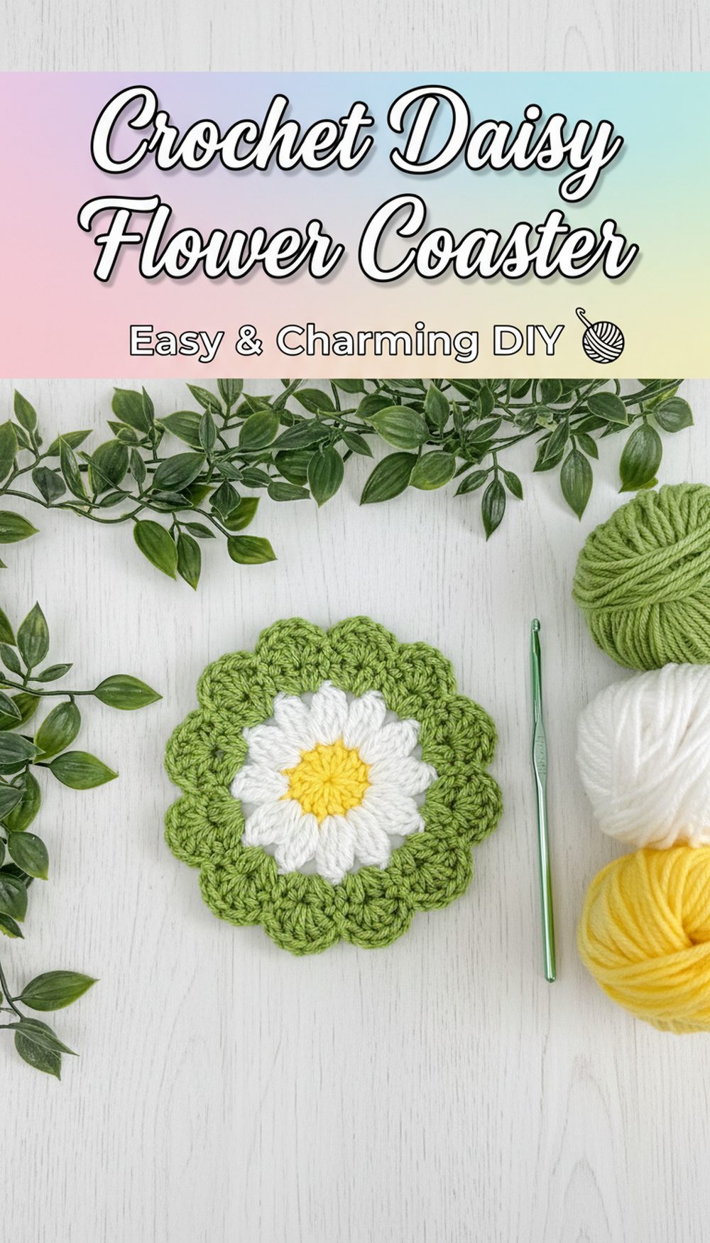 Crochet Daisy Flower Coaster