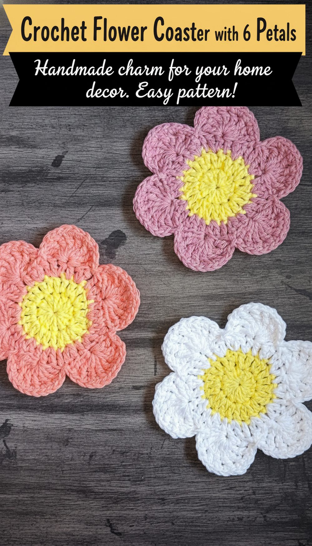 Crochet Flower Coaster with Petals