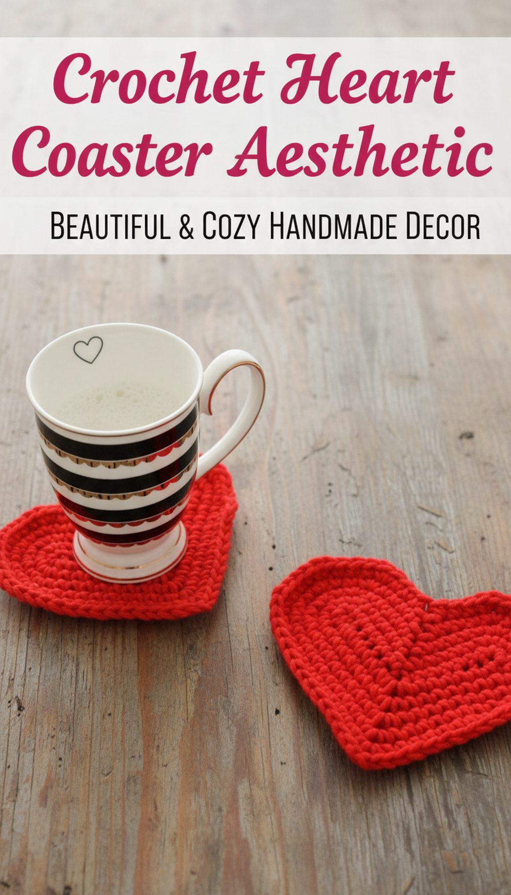 Crochet Heart Coaster Aesthetic