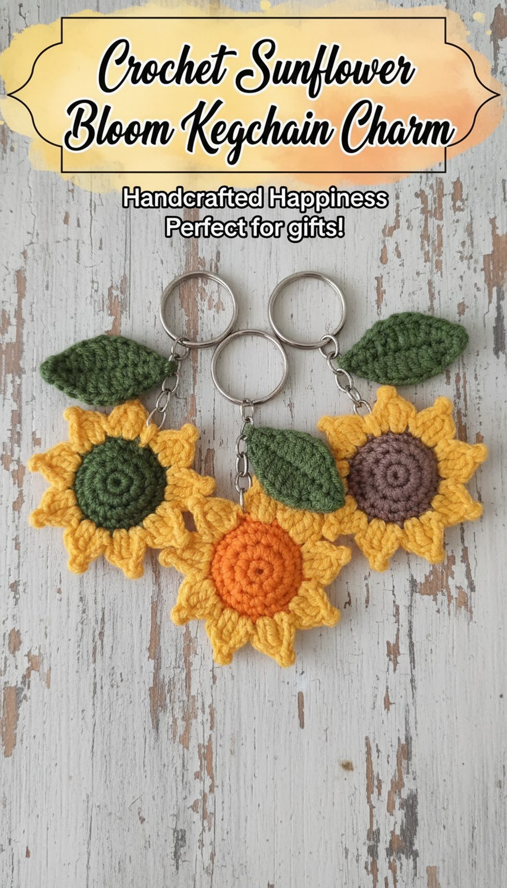 Crochet Sunflower Bloom Keychain Charm