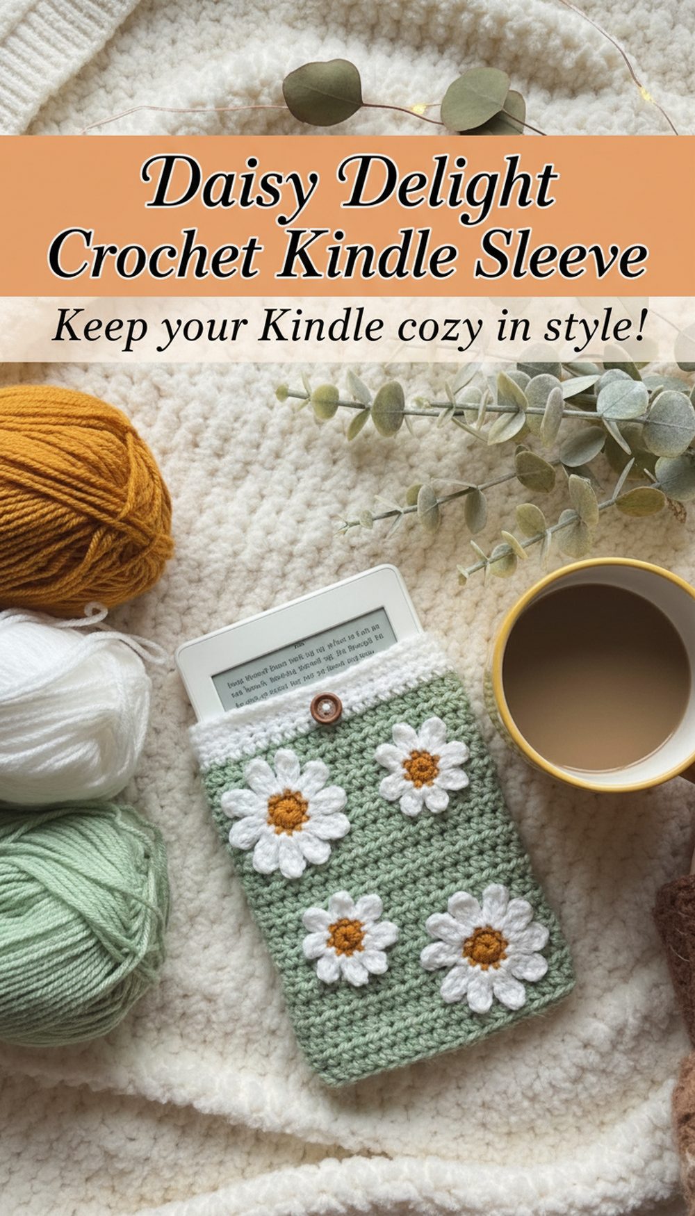 Daisy Delight Crochet Kindle Sleeve