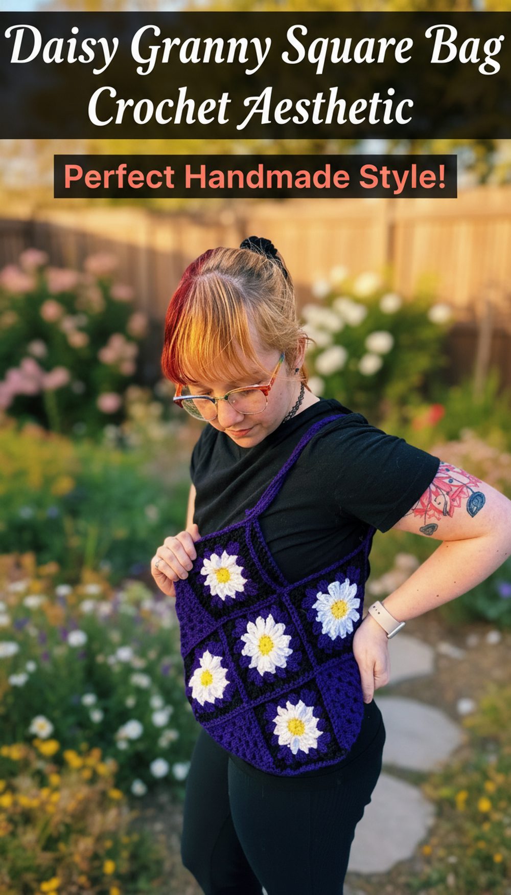 Daisy Granny Square Bag Crochet Aesthetic