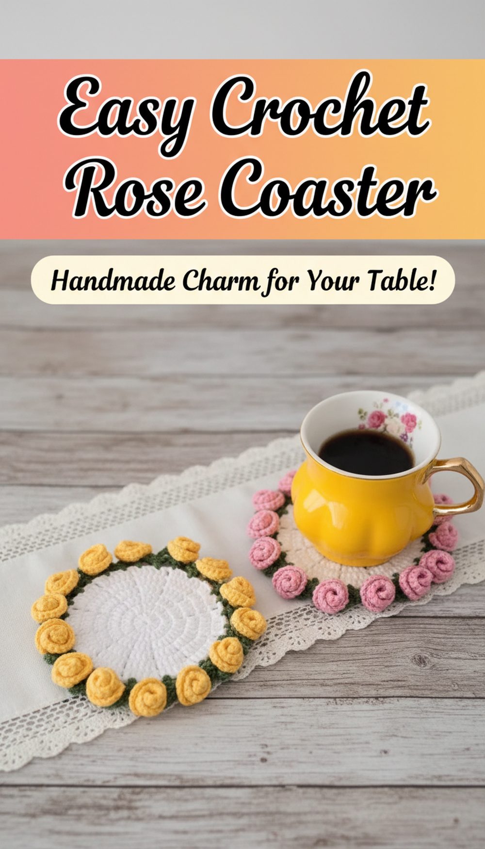 Easy Crochet Rose Coaster