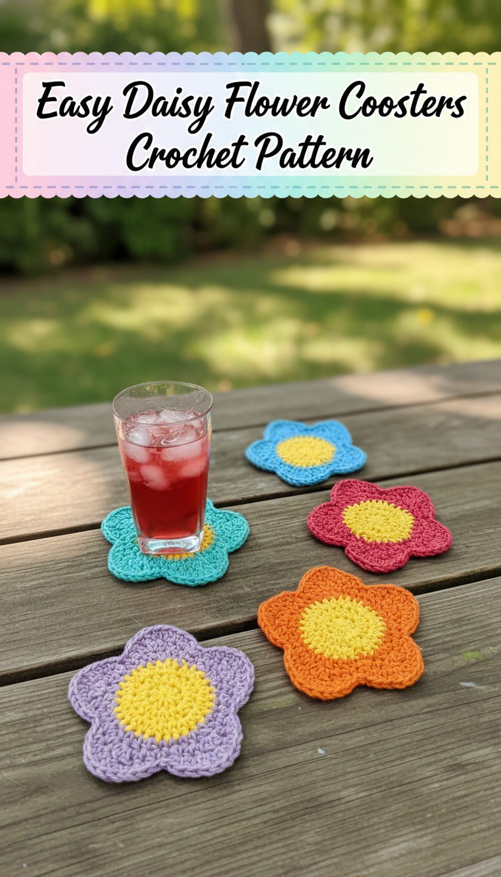 Easy Daisy Flower Coasters Crochet Pattern
