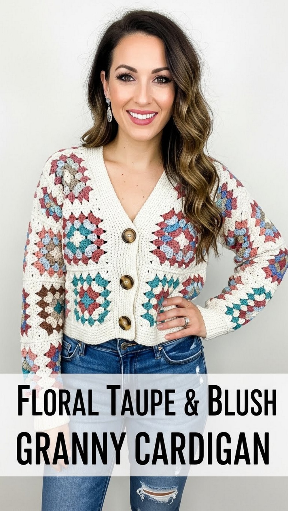 Floral Taupe & Blush Granny Cardigan