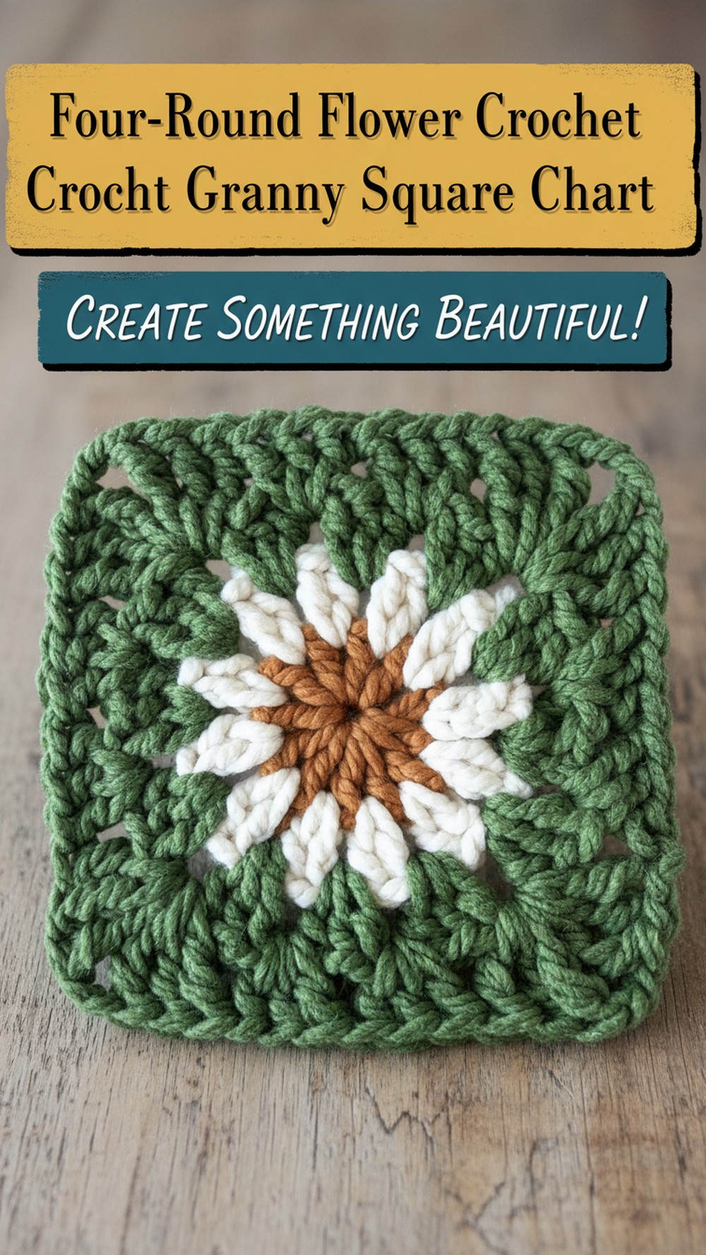 Four-Round Flower Crochet Granny Square Chart
