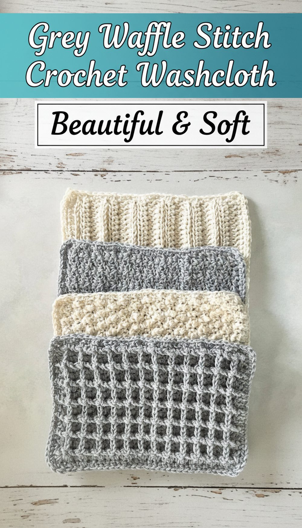 Grey Waffle Stitch Crochet Washcloth
