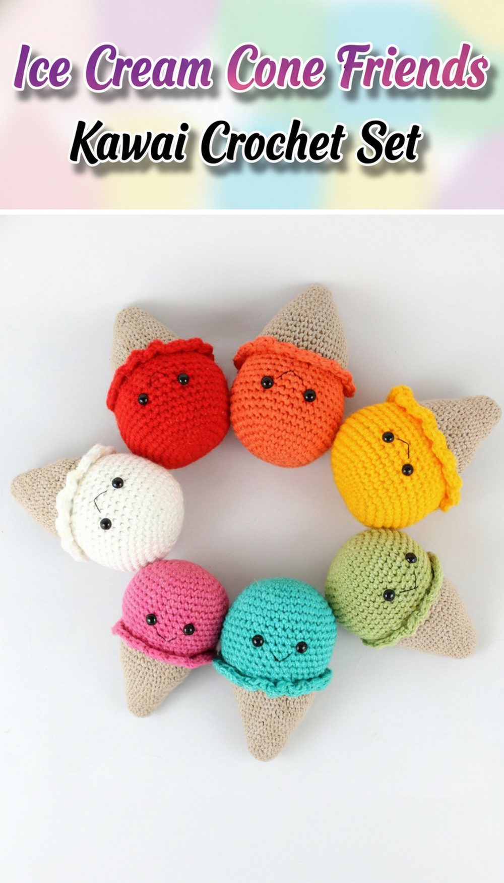 Ice Cream Cone Friends Kawaii Crochet Set