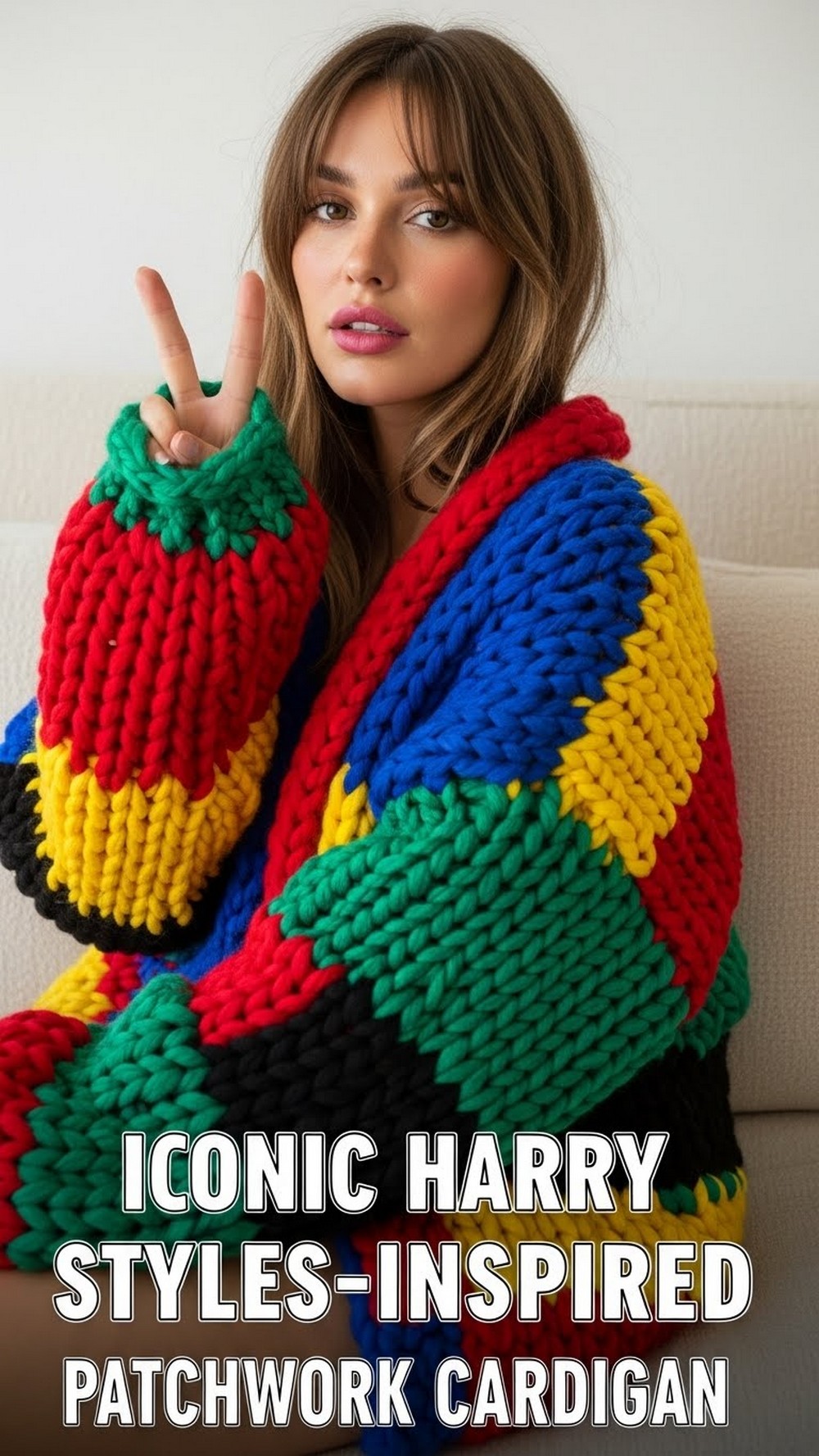 Iconic Harry Styles-Inspired Patchwork Cardigan
