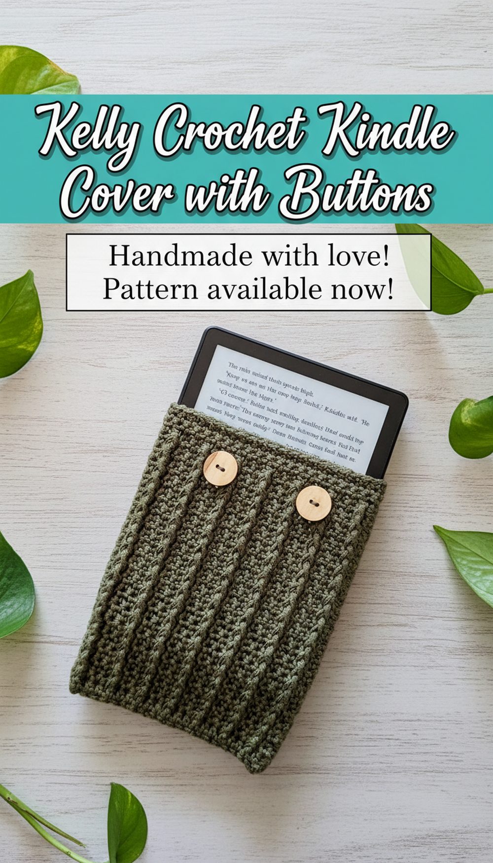 Kelly Crochet Kindle Cover with Buttons
