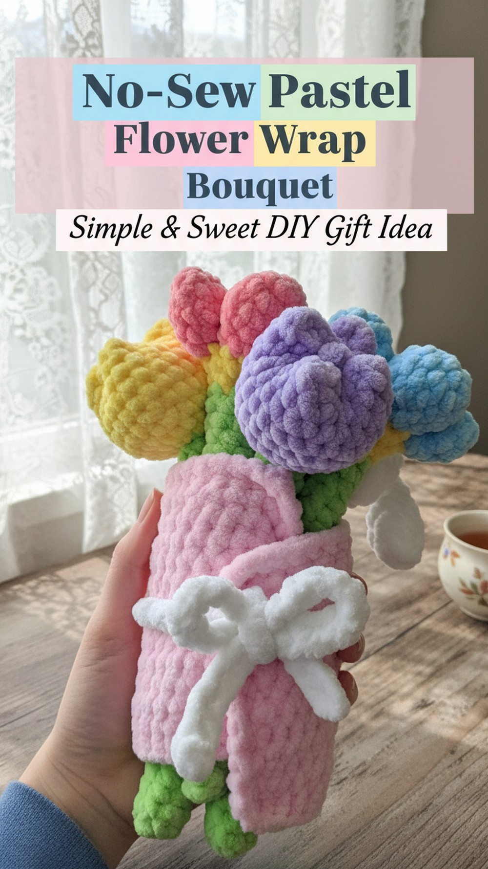 No-Sew Pastel Flower Wrap Bouquet
