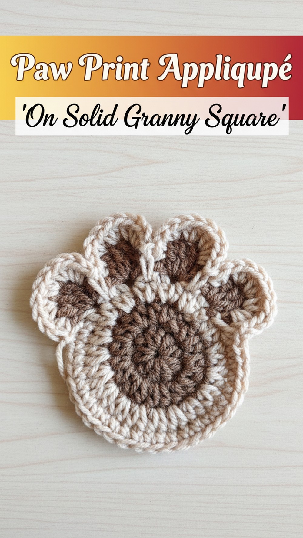 Paw Print Appliqué on Solid Granny Square