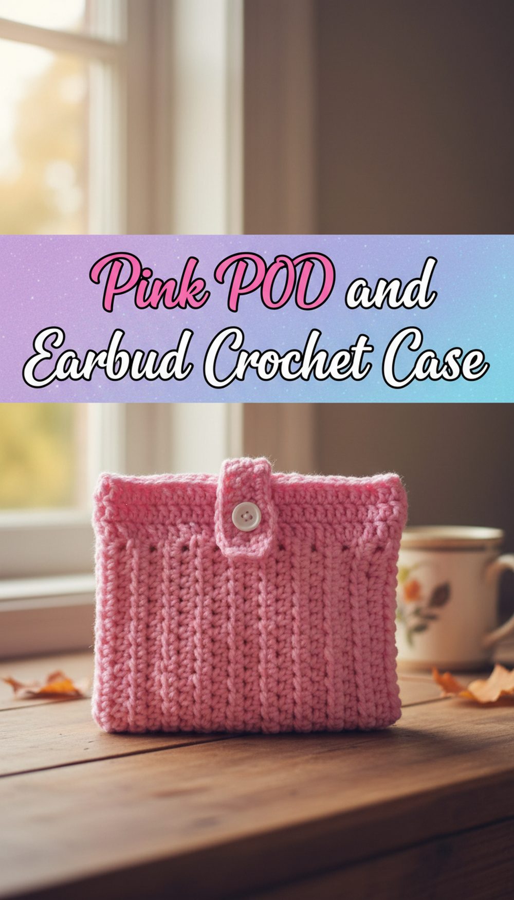 Pink iPod and Earbud Crochet Case