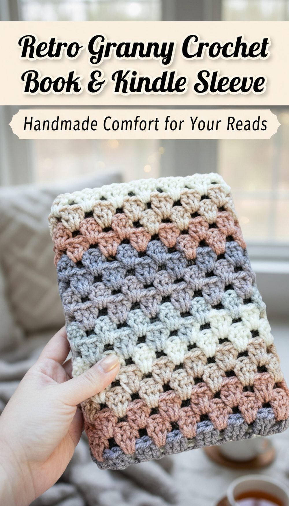 Retro Granny Crochet Book & Kindle Sleeve